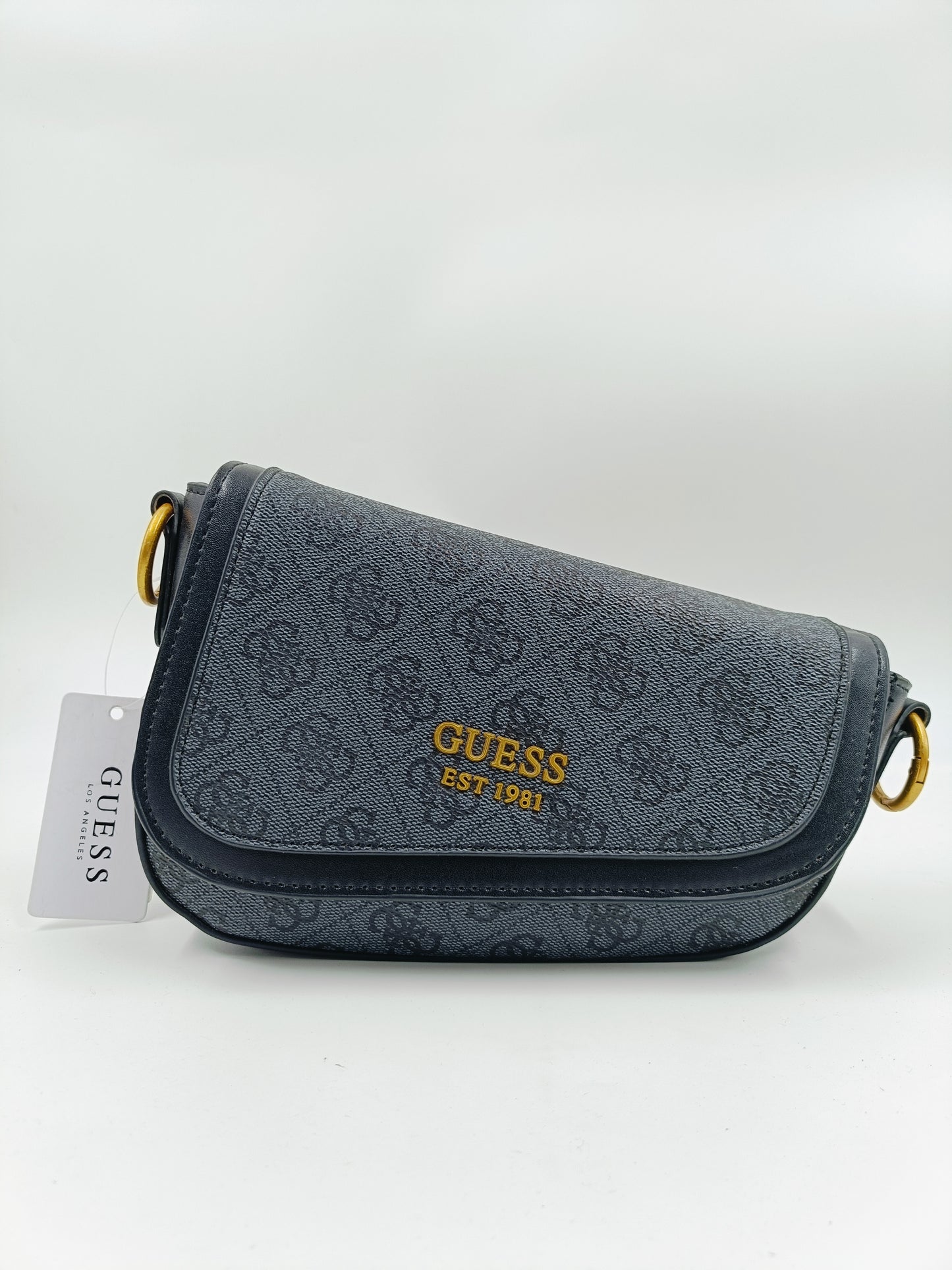 GUESS Signature Crossbody Bag – Midnight Monogram | Gold Logo & Dual Straps