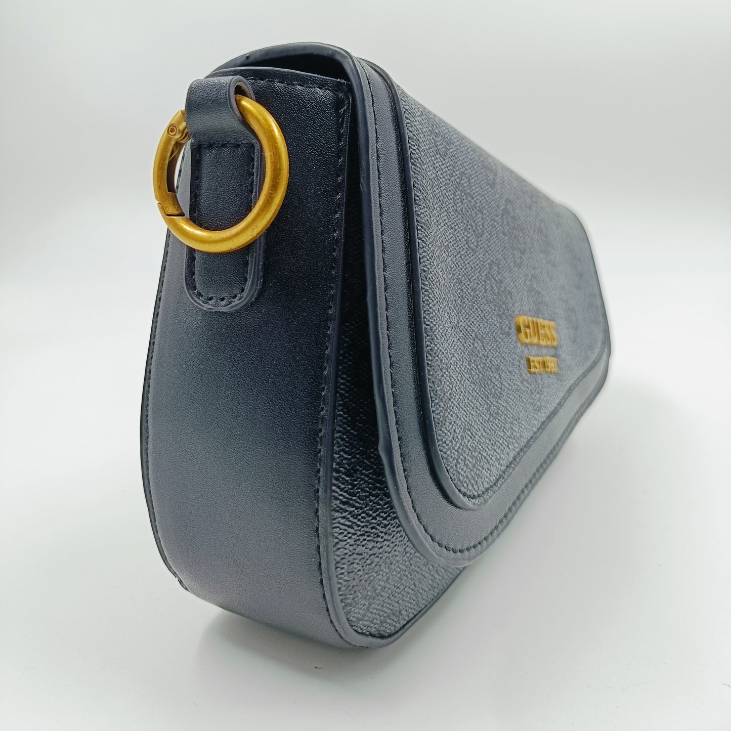 GUESS Signature Crossbody Bag – Midnight Monogram | Gold Logo & Dual Straps