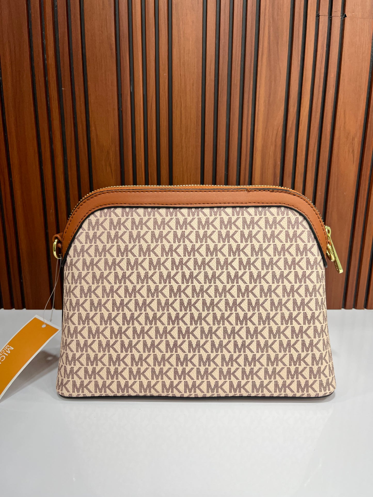 Weave Closet (FC) MK Large Logo Stripe Dome Crossbody Bag