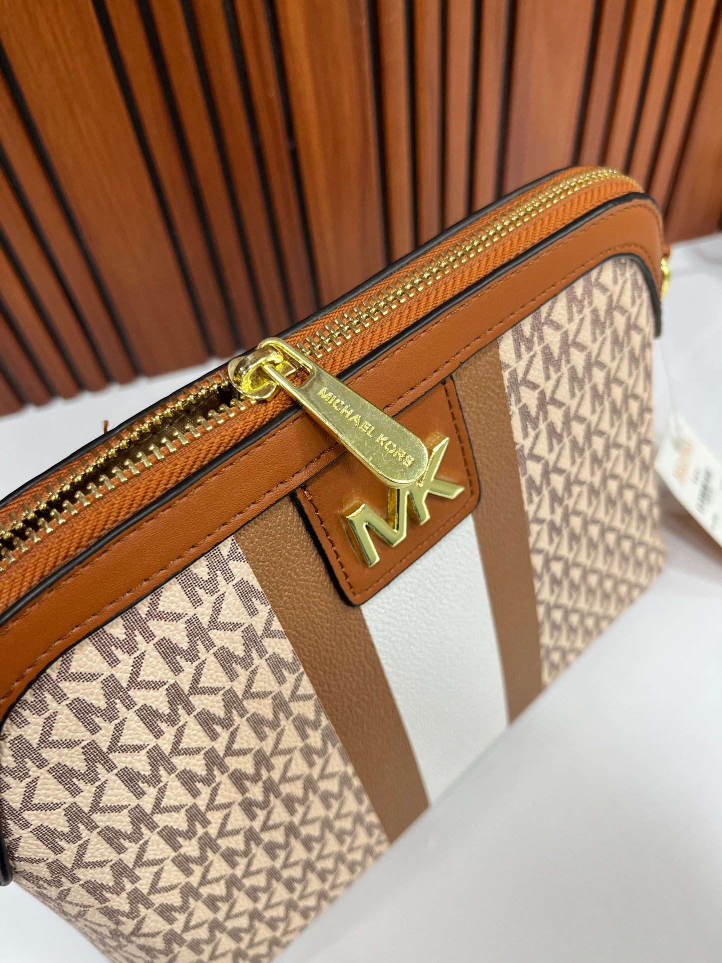 Weave Closet (FC) MK Large Logo Stripe Dome Crossbody Bag