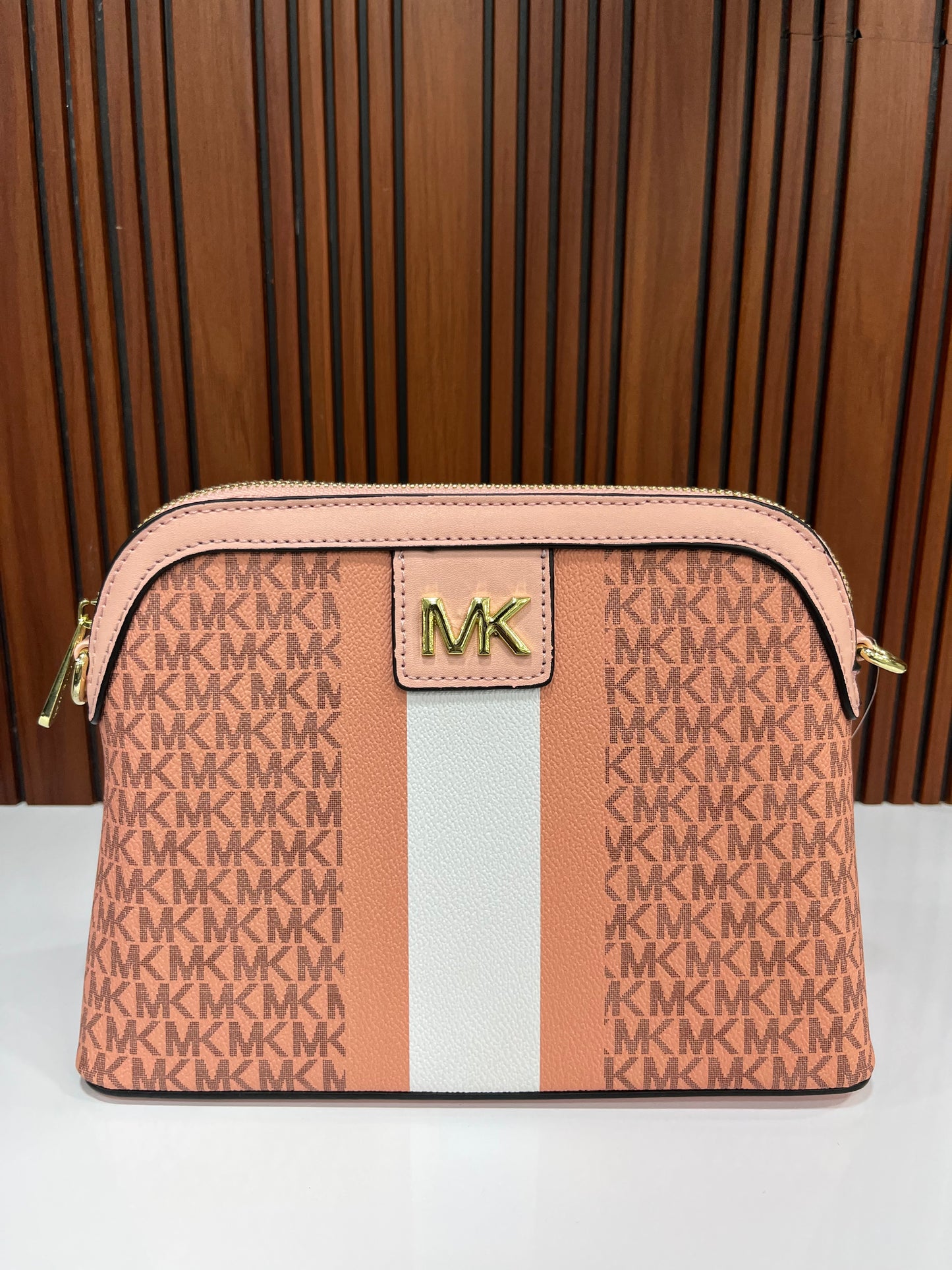 Weave Closet (FC) MK Large Logo Stripe Dome Crossbody Bag