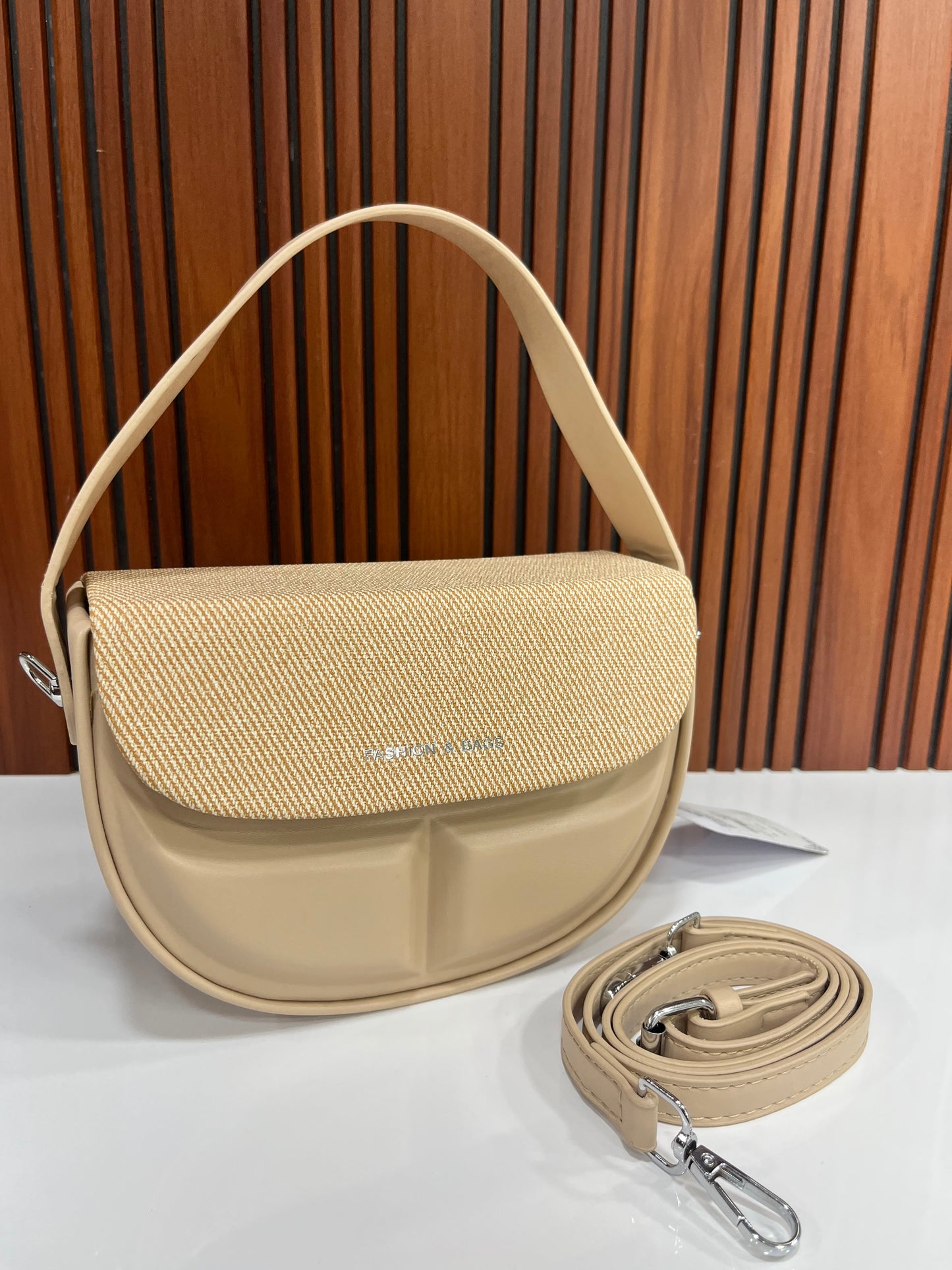 Weave Closet Curved Moon Flap Shoulder Bag