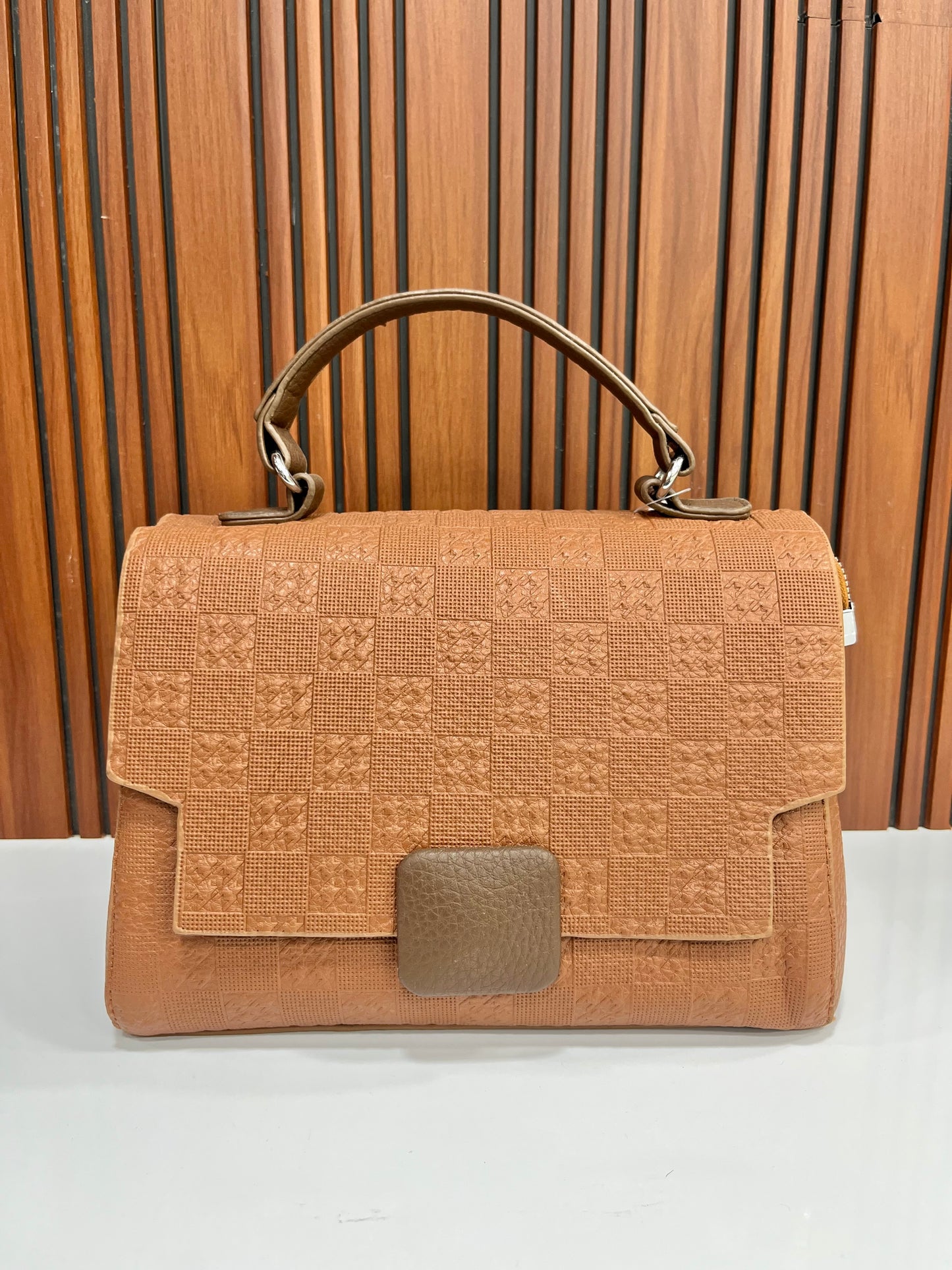 Weave Closet Clay & Chic Handbag with Printed Scarf Detail
