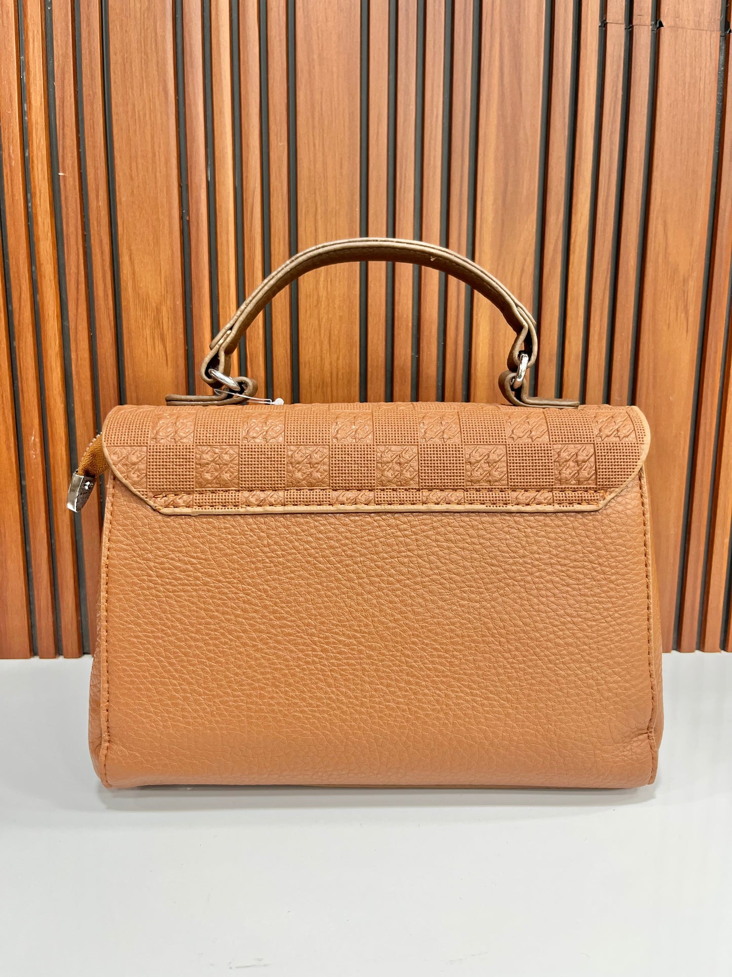 Weave Closet Clay & Chic Handbag with Printed Scarf Detail