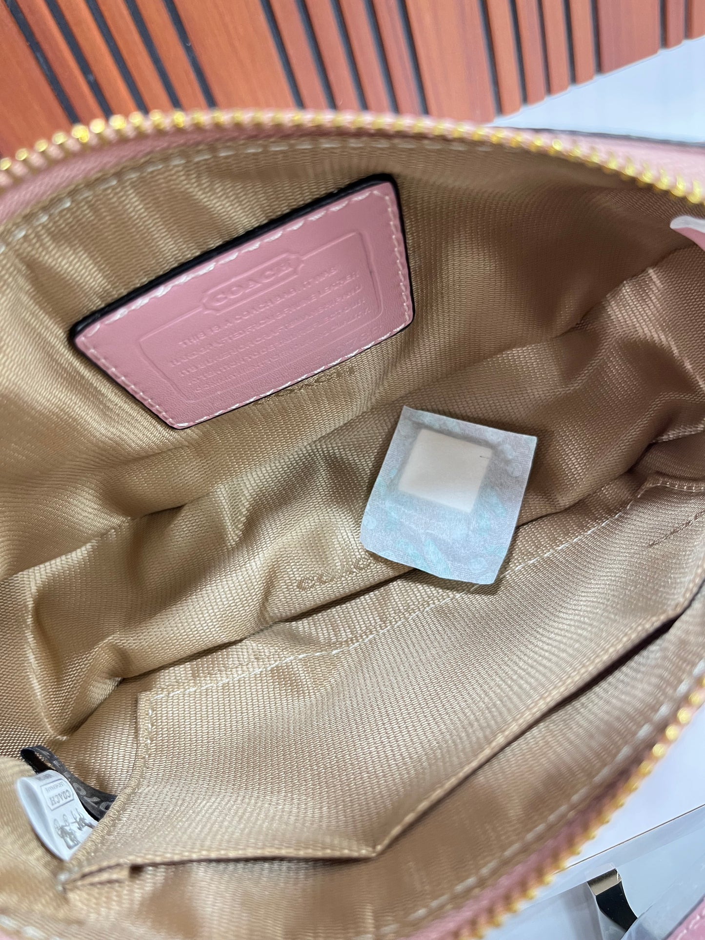 Coach Signature Pink Canvas Small Shoulder Handbag