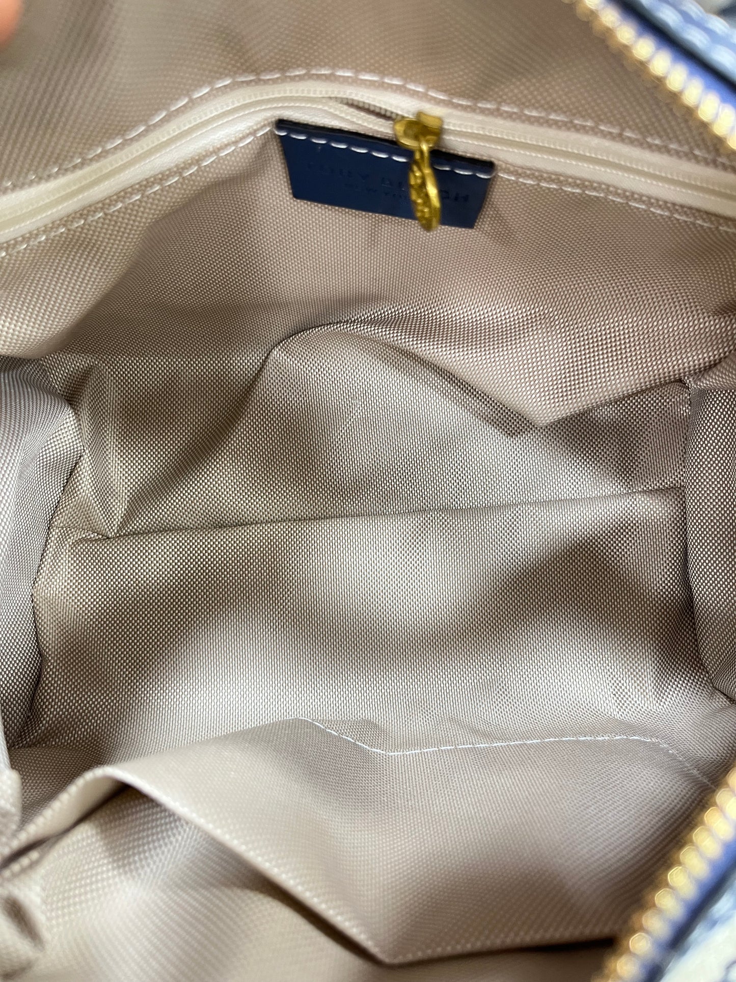 Tory Burch (FC) Small Duffle Bag - Navy Blue Monogram Canvas