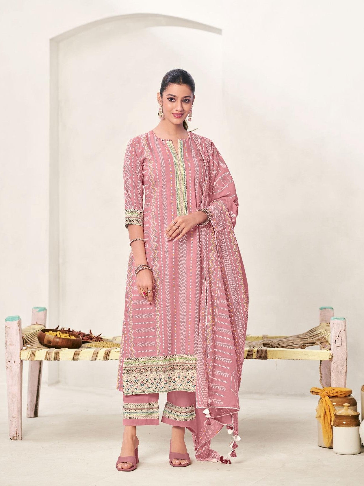 Achari Edit: Premium Jaipuri Cotton Unstitched Suit Set