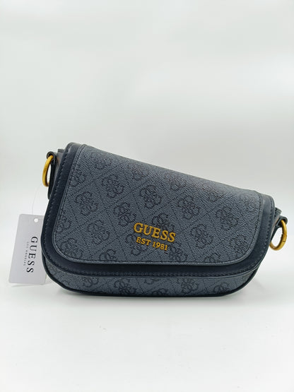 GUESS Signature Crossbody Bag – Midnight Monogram | Gold Logo & Dual Straps