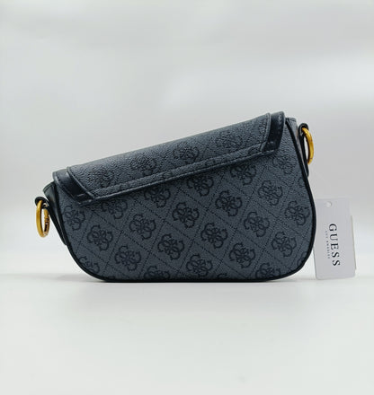 GUESS Signature Crossbody Bag – Midnight Monogram | Gold Logo & Dual Straps