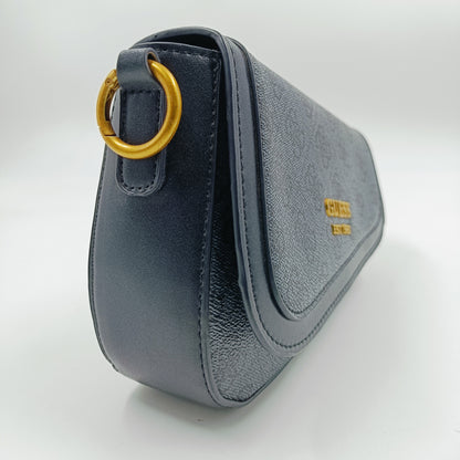 GUESS Signature Crossbody Bag – Midnight Monogram | Gold Logo & Dual Straps