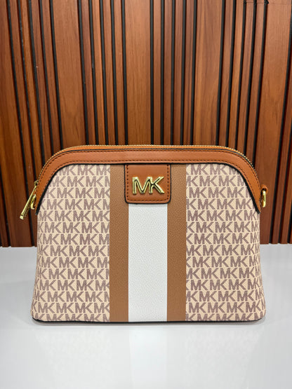 Weave Closet (FC) MK Large Logo Stripe Dome Crossbody Bag
