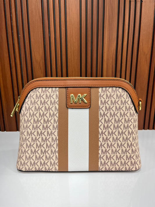 Weave Closet (FC) MK Large Logo Stripe Dome Crossbody Bag