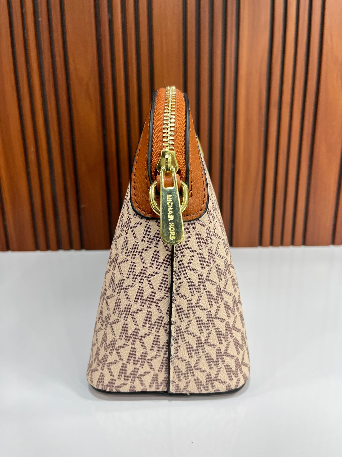 Weave Closet (FC) MK Large Logo Stripe Dome Crossbody Bag