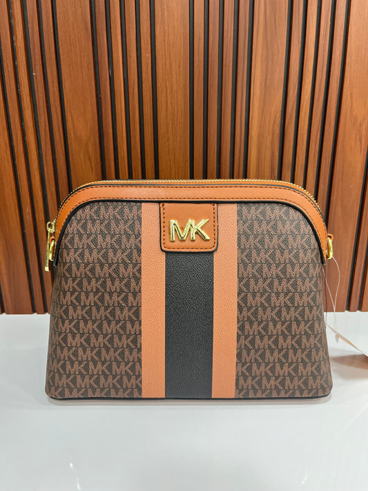 Weave Closet (FC) MK Large Logo Stripe Dome Crossbody Bag