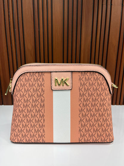 Weave Closet (FC) MK Large Logo Stripe Dome Crossbody Bag