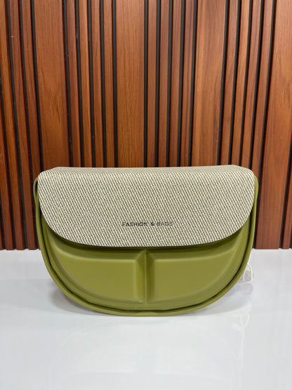 Weave Closet Curved Moon Flap Shoulder Bag