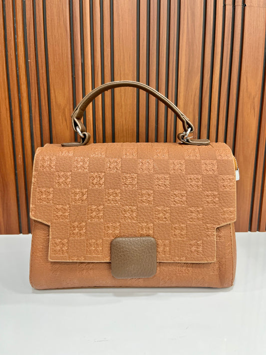 Weave Closet Clay & Chic  Handbag with Printed Scarf Detail