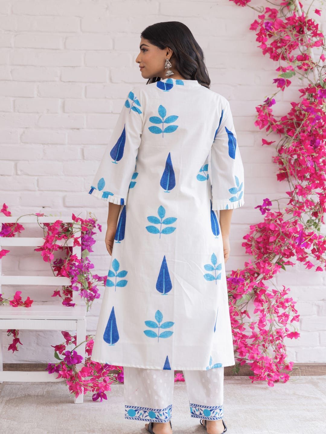 Blue Breeze Handblock Cotton Kurta Set
