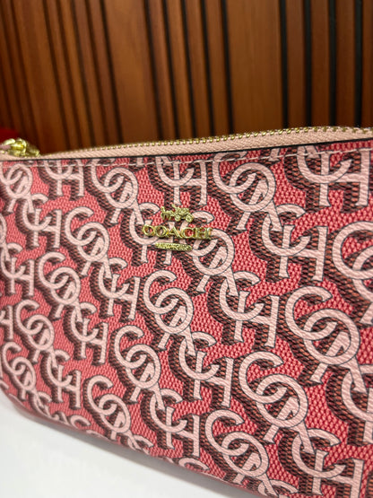 Coach Signature Pink Canvas Small Shoulder Handbag