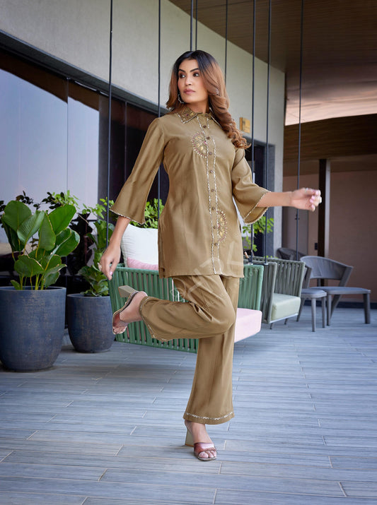 Weave closet Luxe Wide-Leg Elegance Co-Ord Set