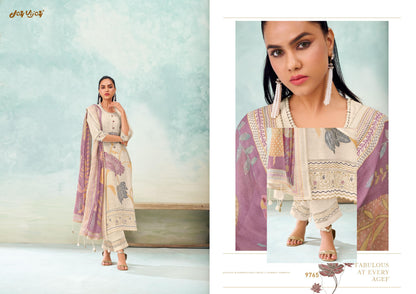 GulMohar Linen Embroidered Unstitch Suit Set