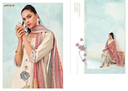 GulMohar Linen Embroidered Unstitch Suit Set