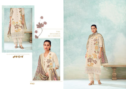 GulMohar Linen Embroidered Unstitch Suit Set