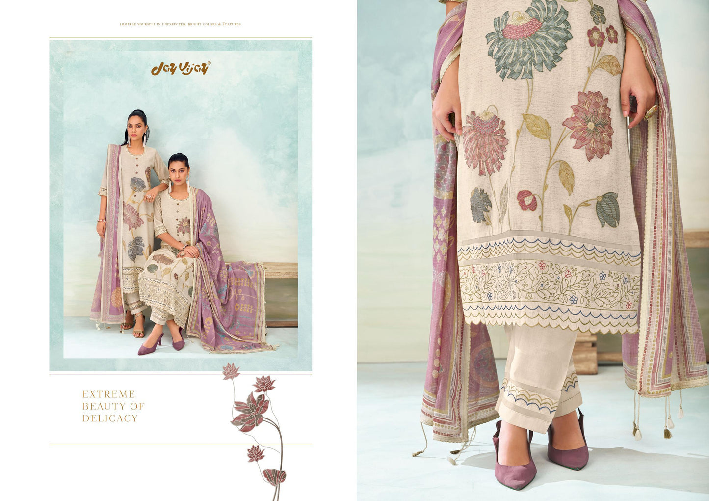 GulMohar Linen Embroidered Unstitch Suit Set