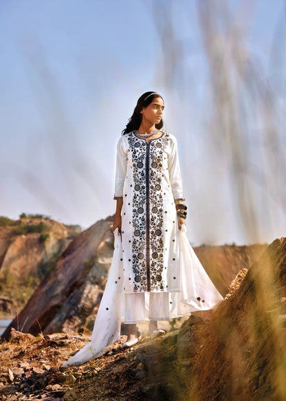 Weave Closet Elegant Black Embroidered Mull Cotton Readymade Suit