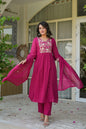 Berry Bloom Mul Cotton Anarkali Suit